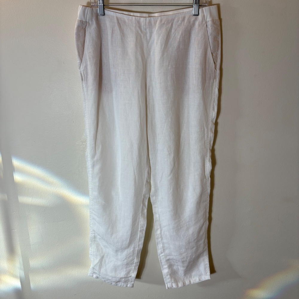 J. Jill Love Linen‎ White Straight Leg Pull On Pants Size Medium